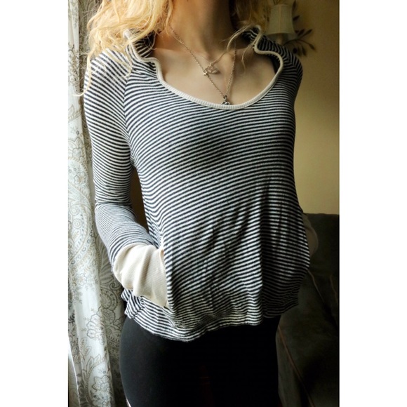Roxy Tops - Roxy Black White Stripe Light Weight Hoodie !